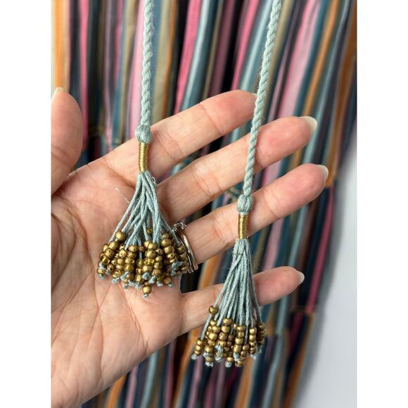 Love The Label Anthropologie Multicolor Striped Maxi Dress M Boho Beaded Tassel - Picture 6 of 10